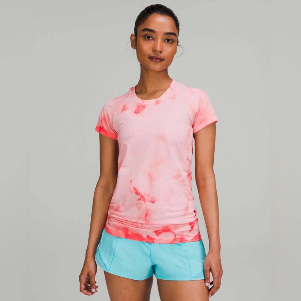 Lululemon Swiftly Tech Short Sleeve Shirt Marble Dye Raspberry Cream